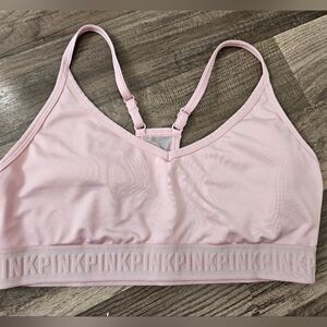 Victorias Secret Pink Ultimate Lightly Lined Logo Sports Bra Womens Large Pink